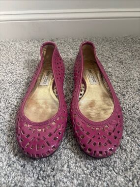 Jimmy Choo Fuchsia Laser-Cut Ballet Flats